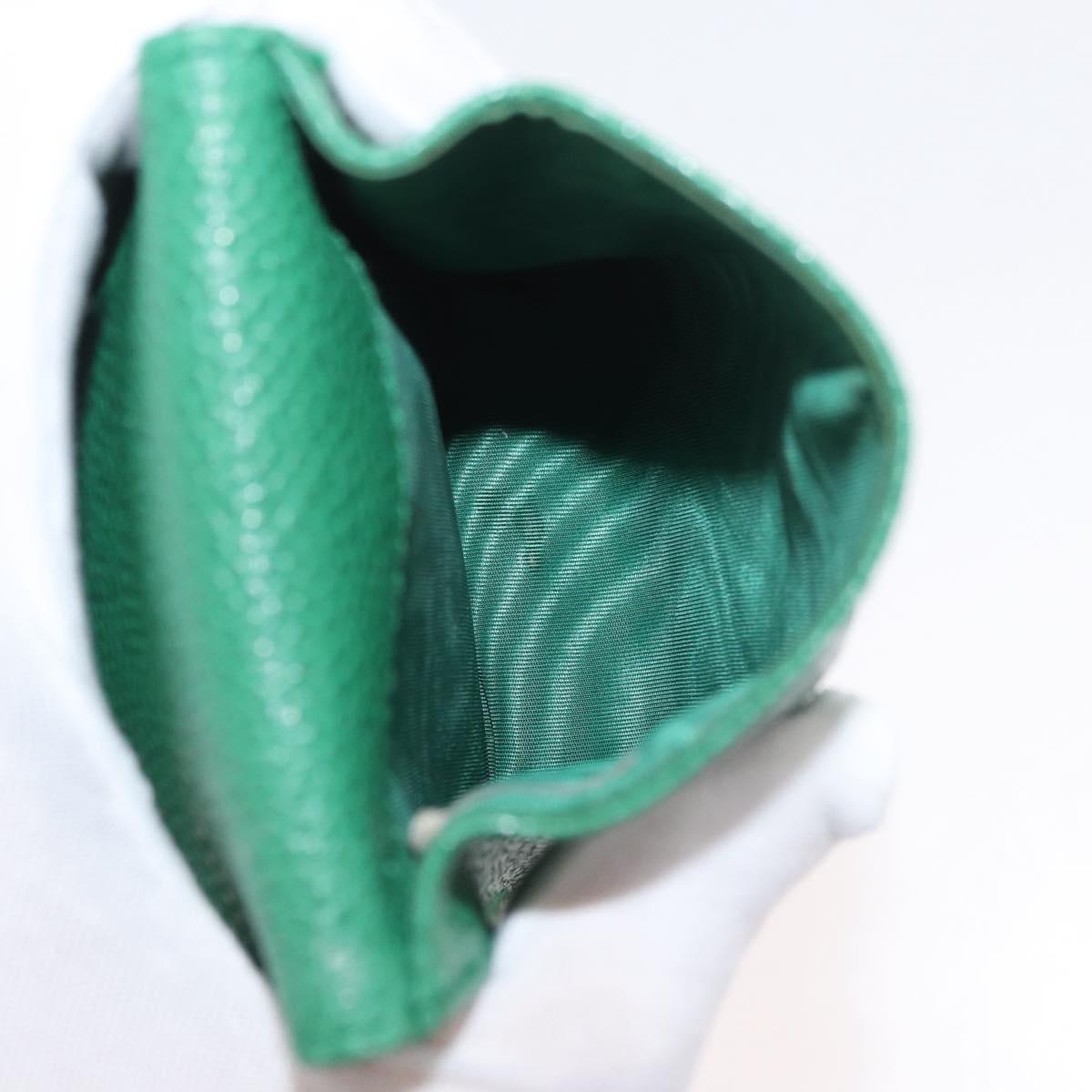 CHANEL Pouch Caviar Skin Green Gold CC Auth BA12655A