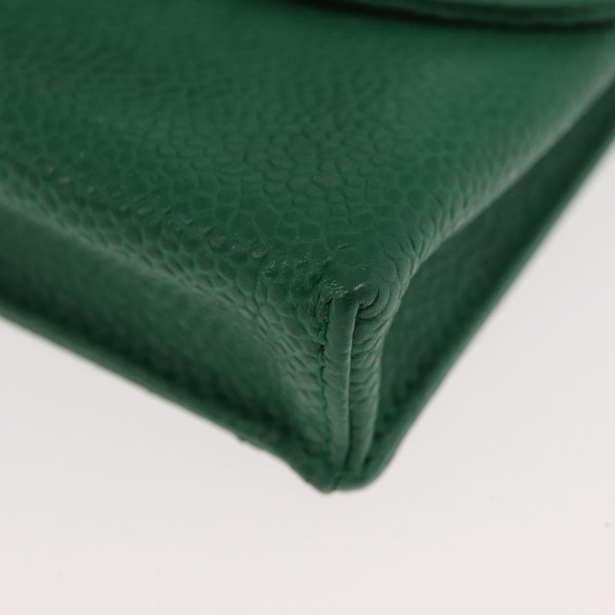 CHANEL Pouch Caviar Skin Green Gold CC Auth BA12655A