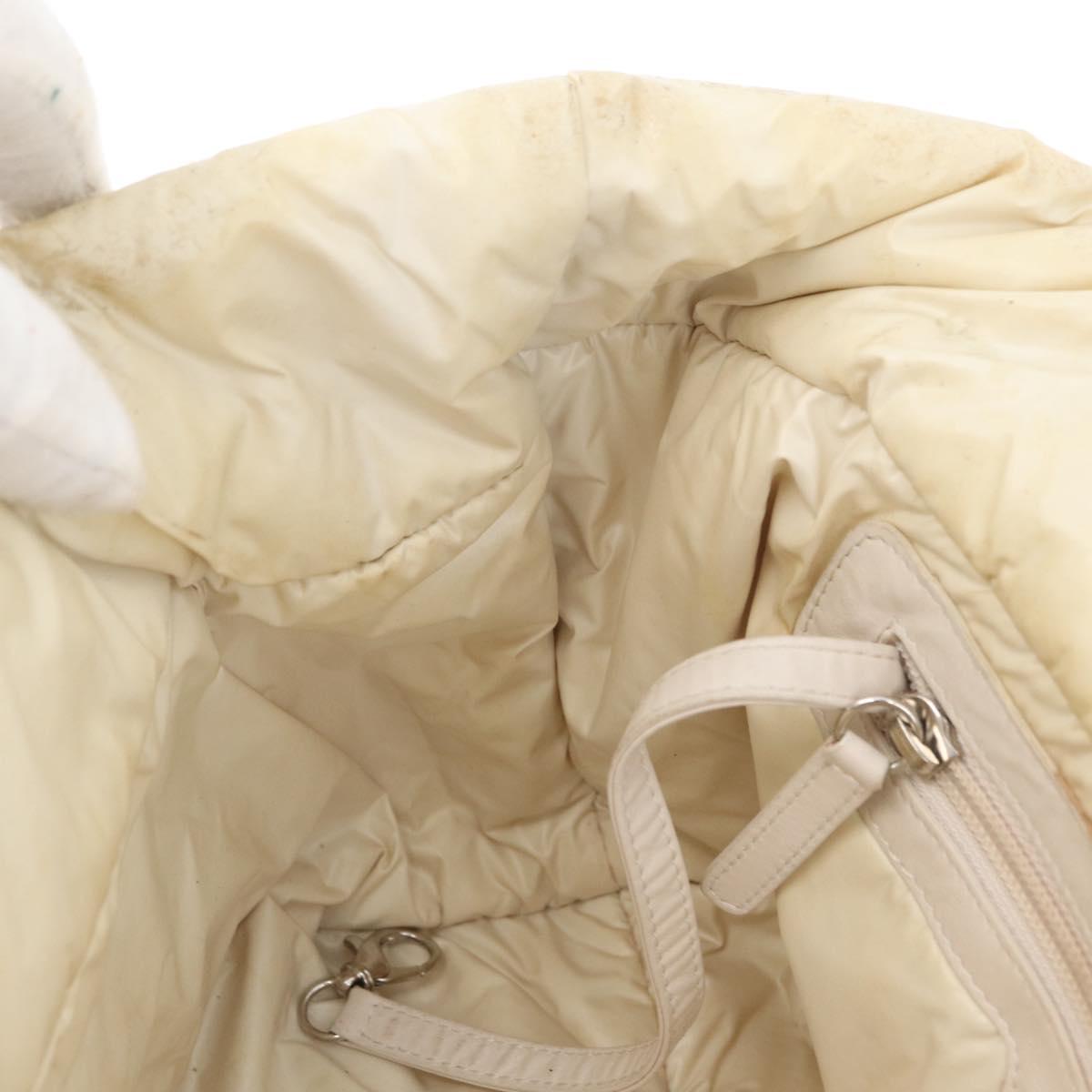 CHANEL Cococoon Hand Bag Nylon Beige Silver CC Auth BA12656