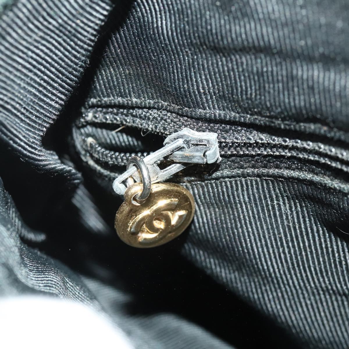 CHANEL Backpack Caviar Skin Black Silver CC Auth BA12657