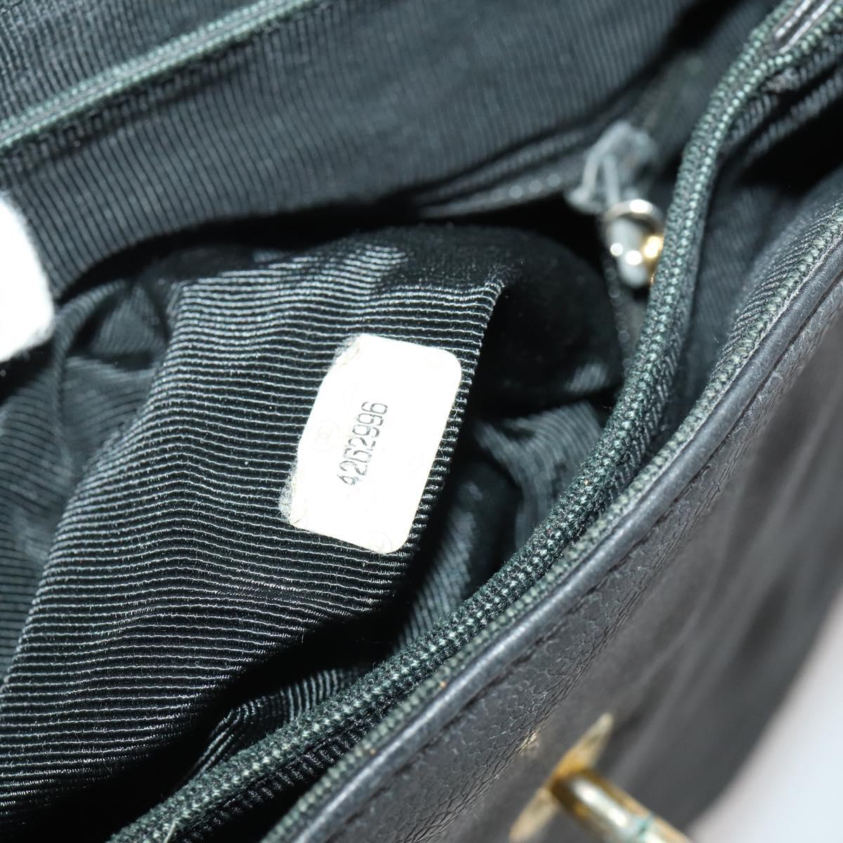 CHANEL Backpack Caviar Skin Black Silver CC Auth BA12657