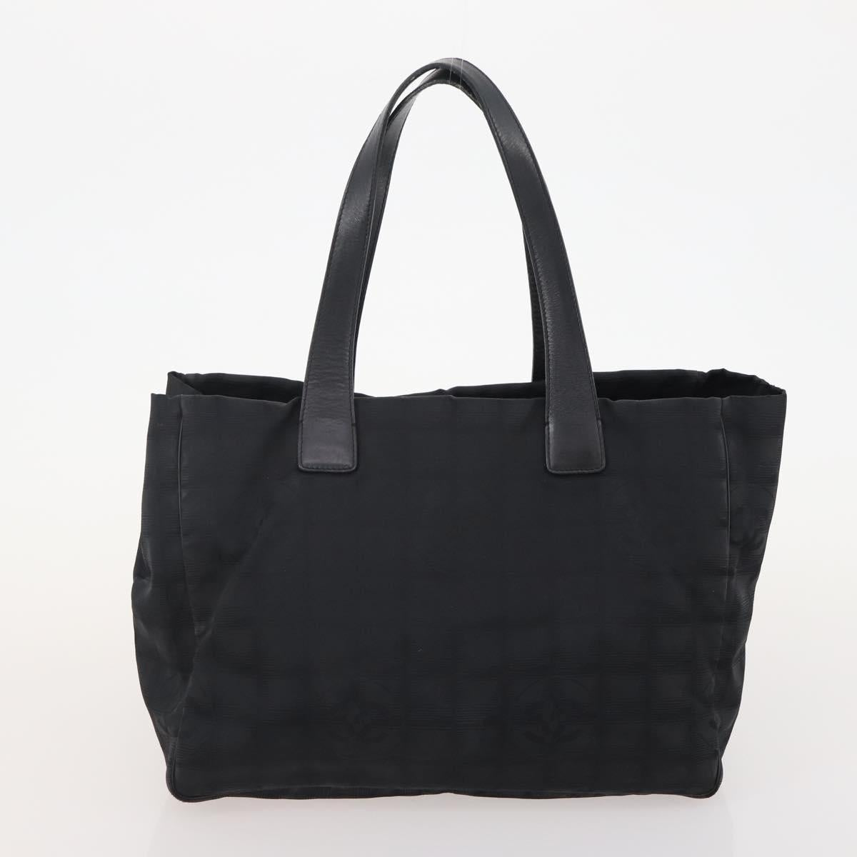 CHANEL New Travel line Tote Bag Nylon 2 Set Black CC Auth BA12658
