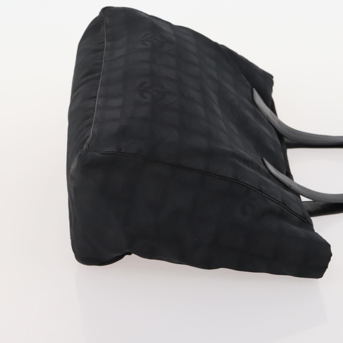 CHANEL New Travel line Tote Bag Nylon 2 Set Black CC Auth BA12658