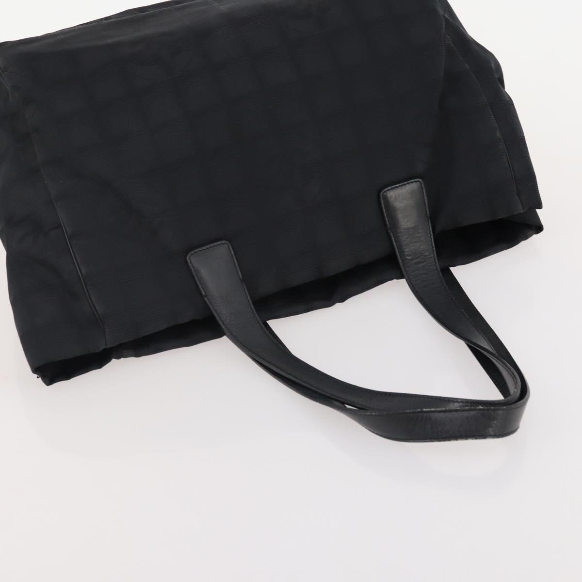 CHANEL New Travel line Tote Bag Nylon 2 Set Black CC Auth BA12658