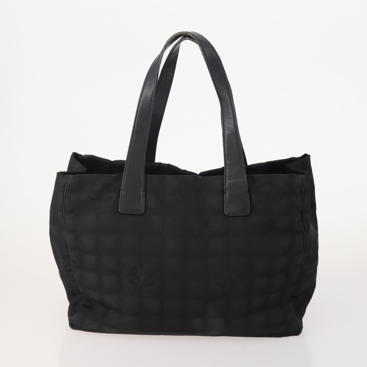 CHANEL New Travel line Tote Bag Nylon 2 Set Black CC Auth BA12658