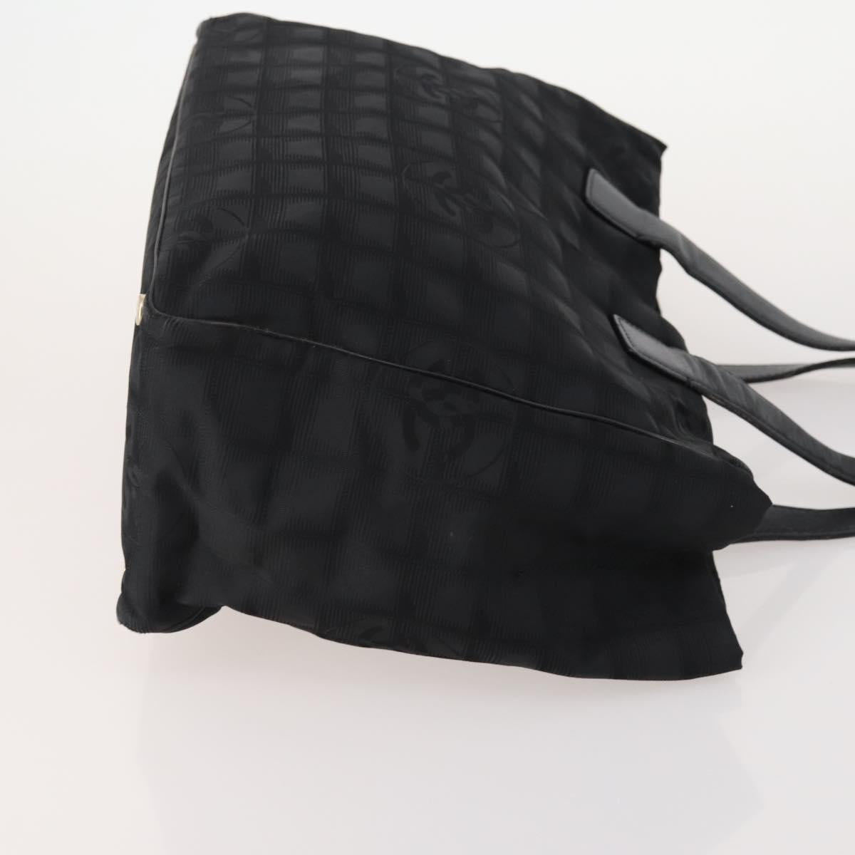 CHANEL New Travel line Tote Bag Nylon 2 Set Black CC Auth BA12658
