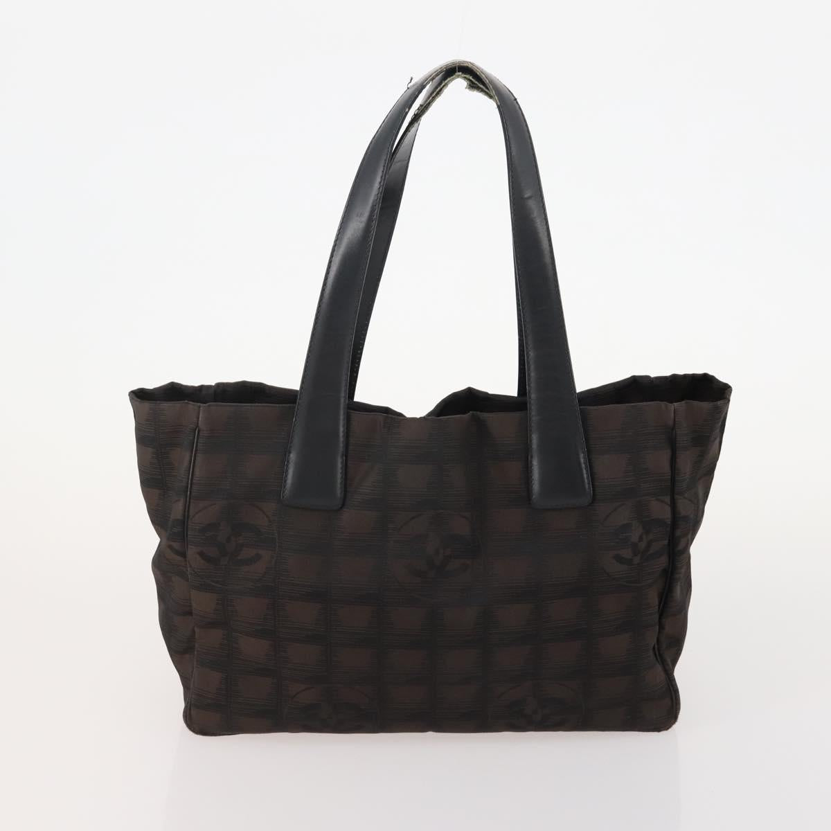 CHANEL New Travel line Tote Bag Nylon 3 Set Black Beige CC Auth BA12659