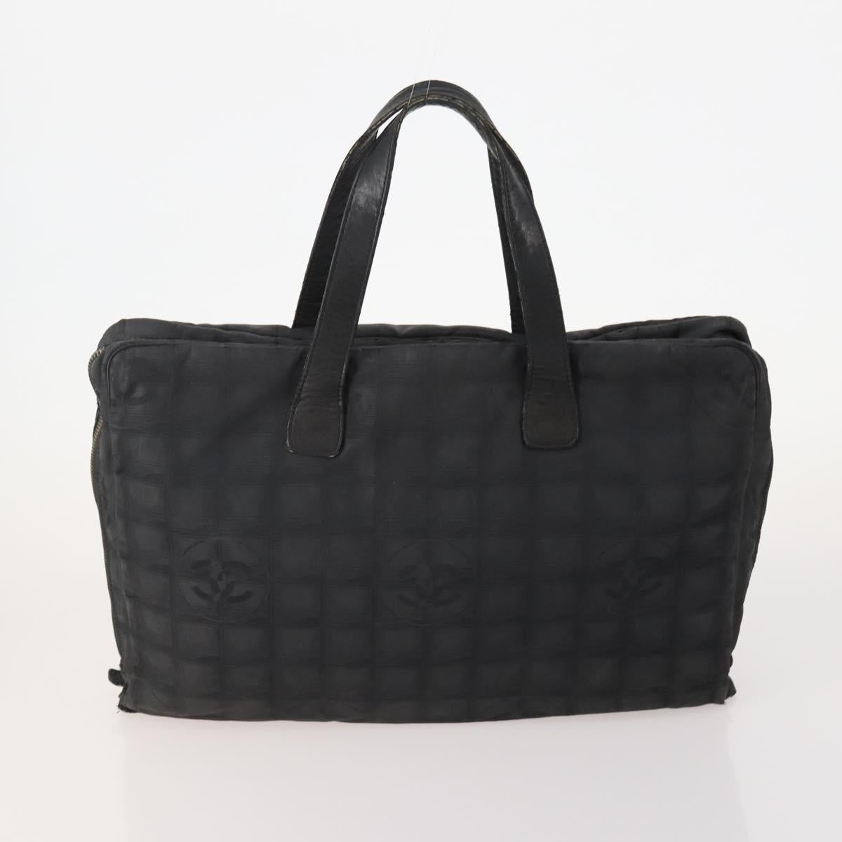 CHANEL New Travel line Tote Bag Nylon 3 Set Black Beige CC Auth BA12660