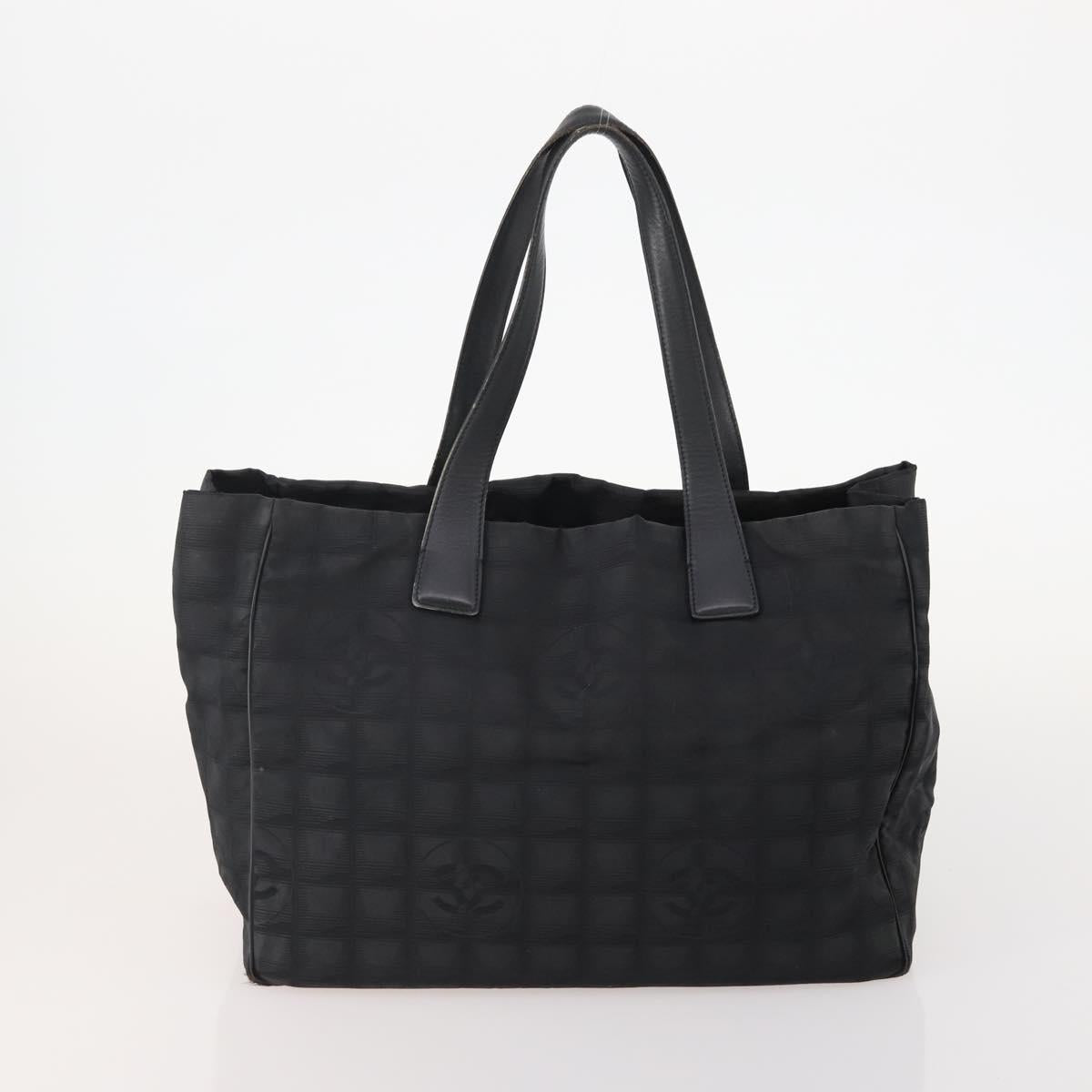 CHANEL New Travel line Tote Bag Nylon 3 Set Black Beige CC Auth BA12660