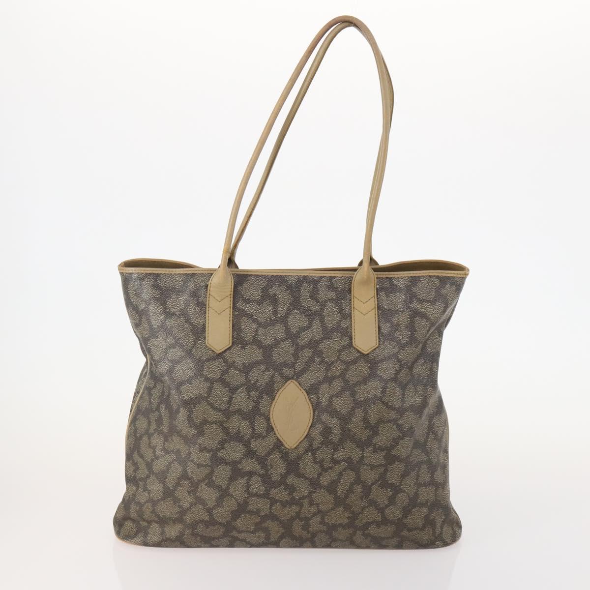 SAINT LAURENT PRADA Tote Bag Canvas PVC 2 Set Beige Auth BA12662