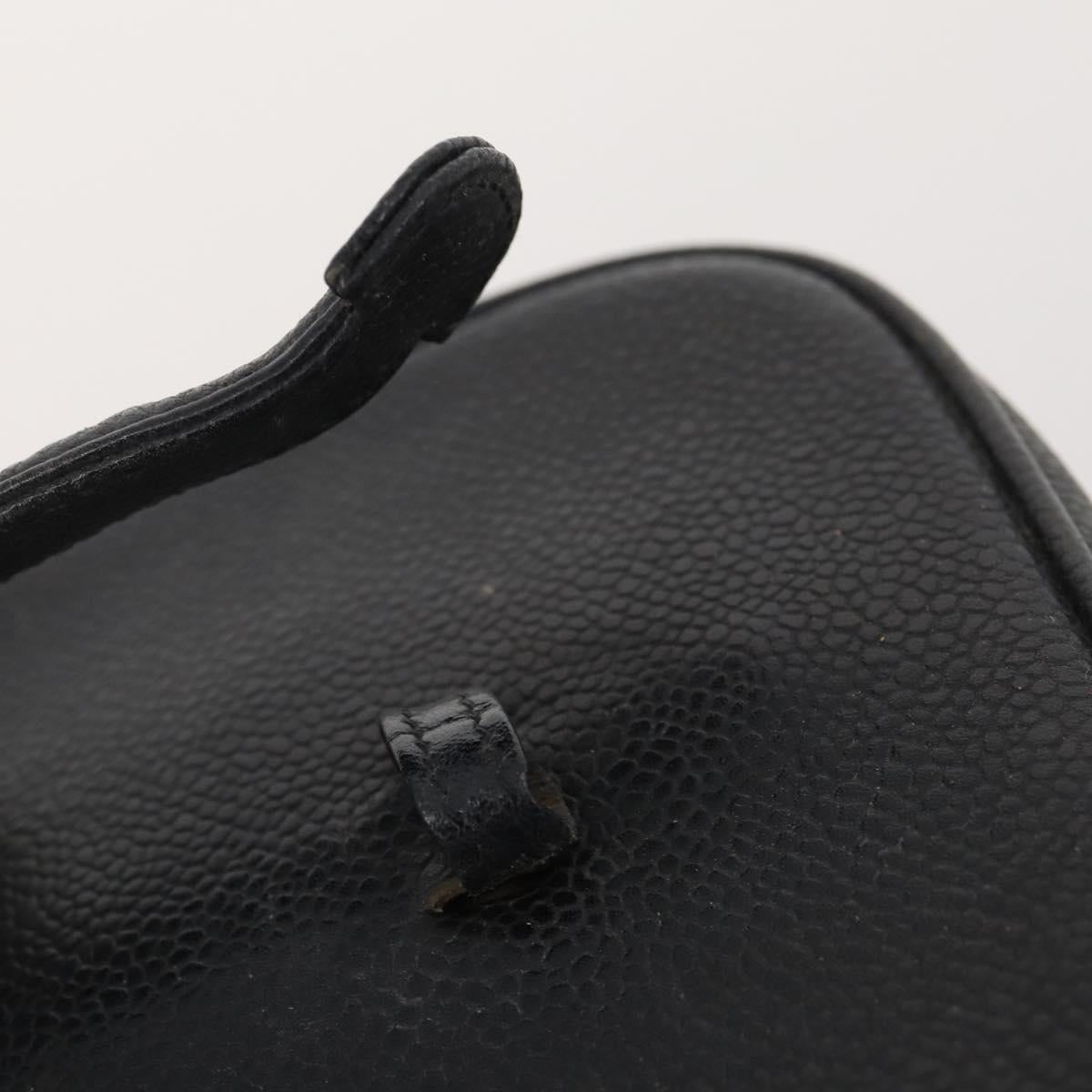 CHANEL Vanity Pouch Leather 2 Set Black CC Auth BA12664