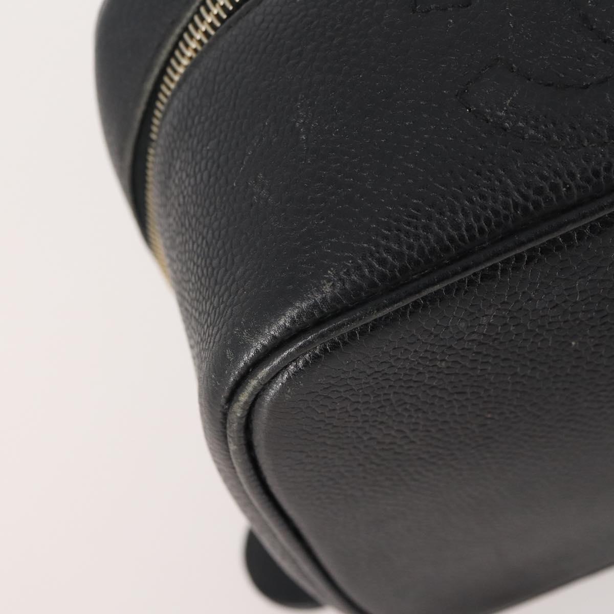CHANEL Vanity Pouch Leather 2 Set Black CC Auth BA12664
