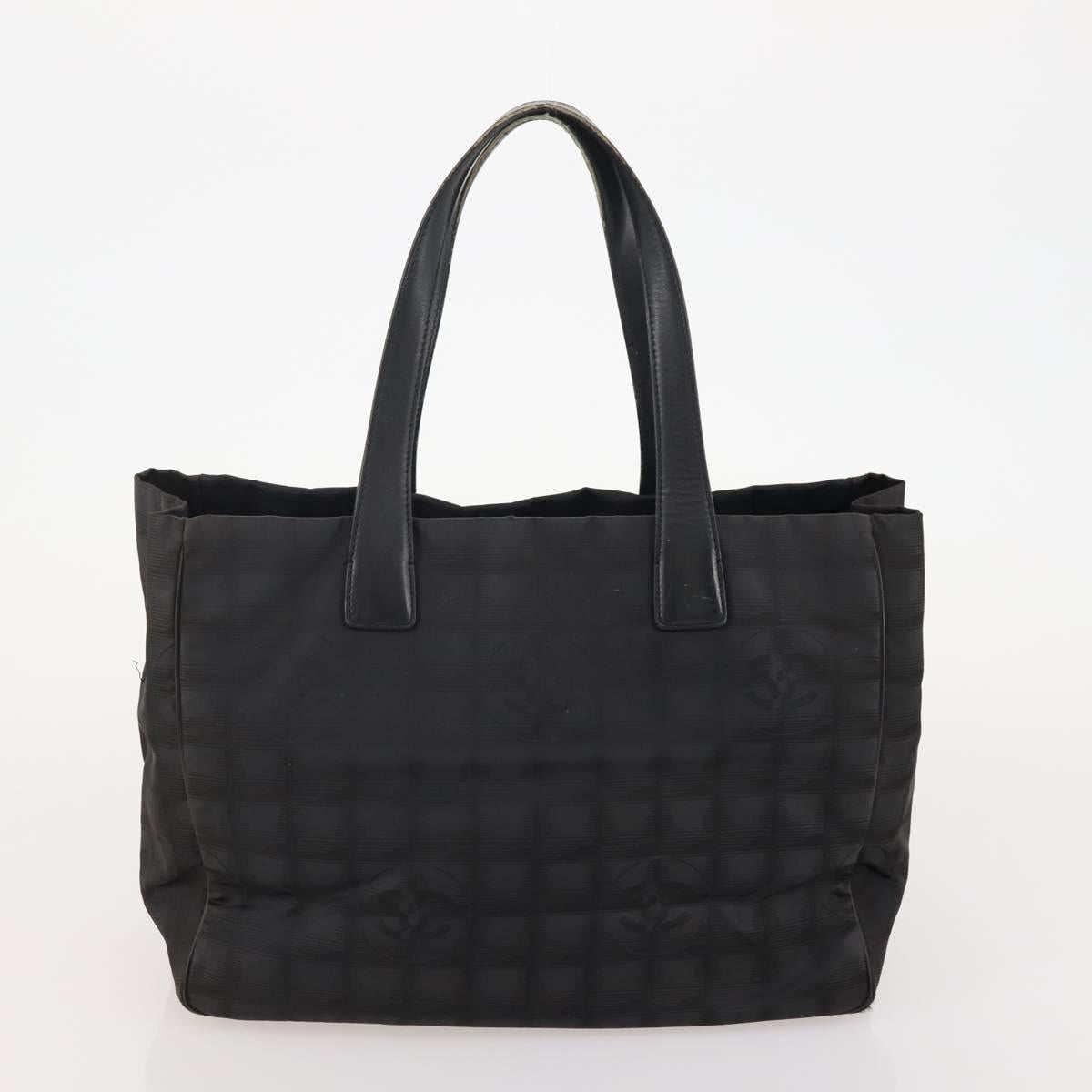 CHANEL New Travel line Tote Bag Nylon 2 Set Black Beige CC Auth BA12666