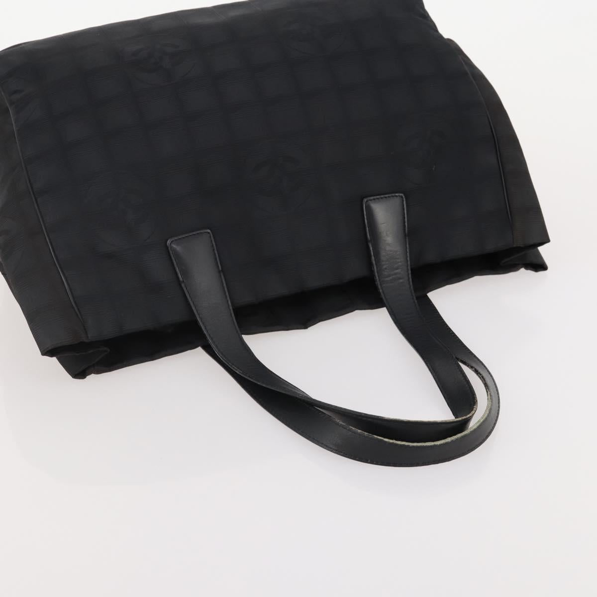 CHANEL New Travel line Tote Bag Nylon 2 Set Black Beige CC Auth BA12666