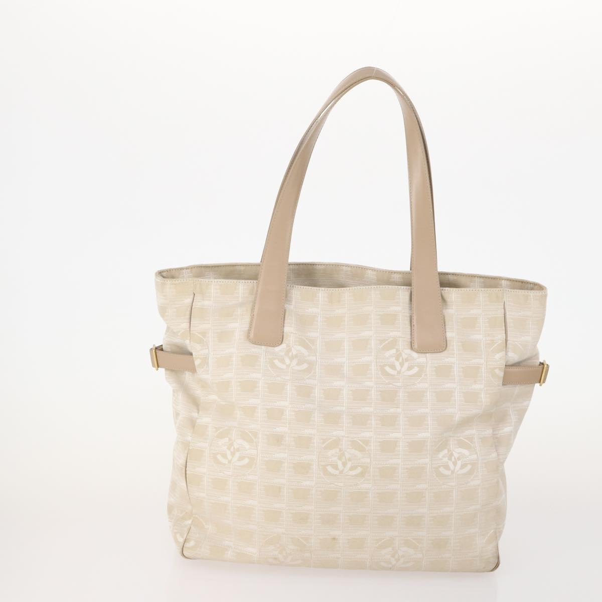CHANEL New Travel line Tote Bag Nylon 2 Set Black Beige CC Auth BA12666