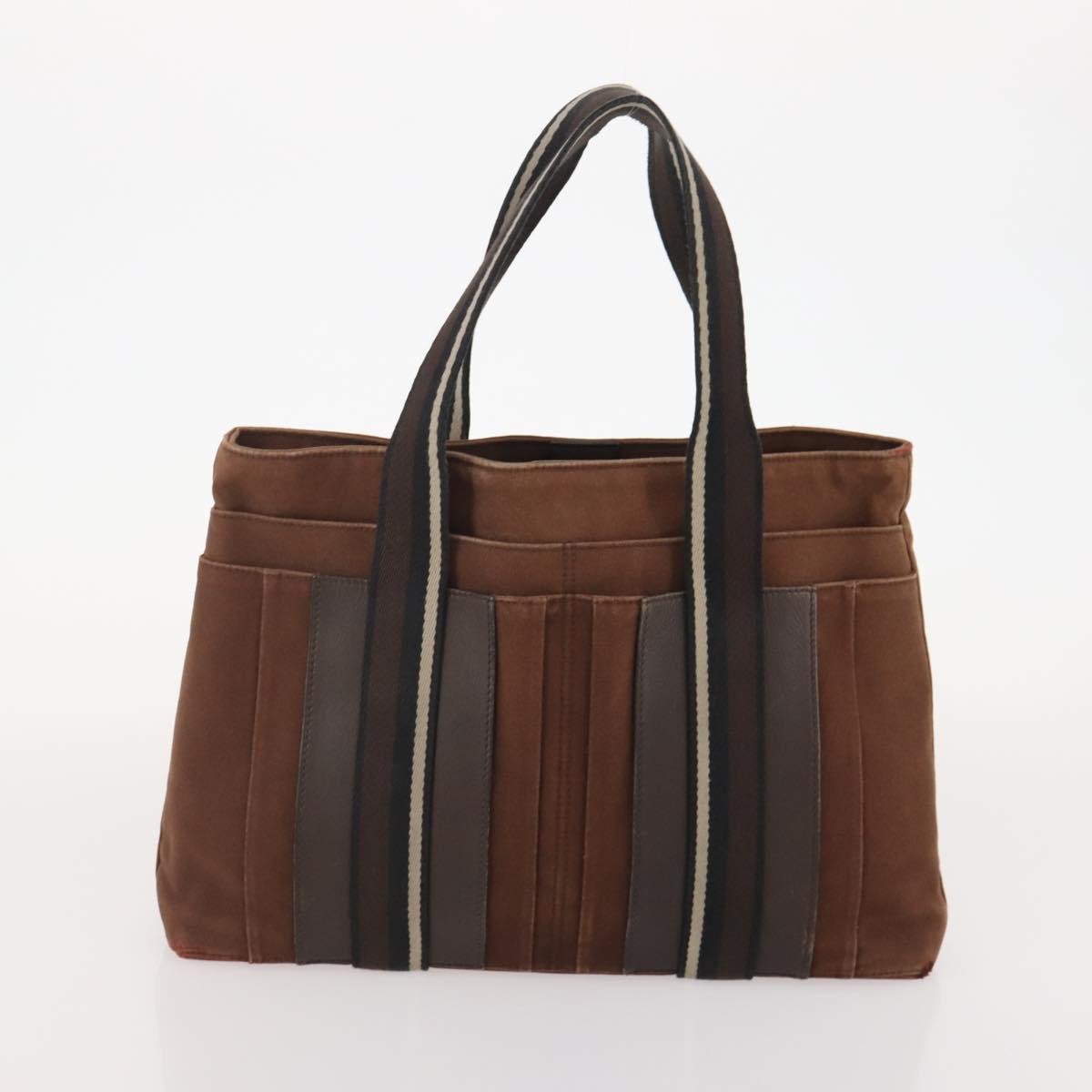 HERMES Tote Bag Canvas 2 Set Brown Auth BA12668