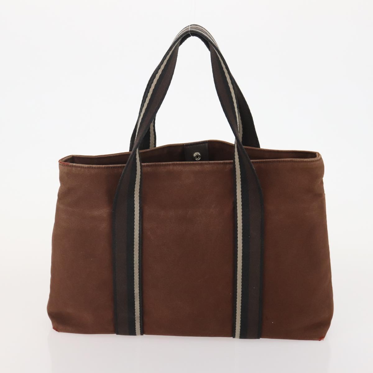 HERMES Tote Bag Canvas 2 Set Brown Auth BA12668