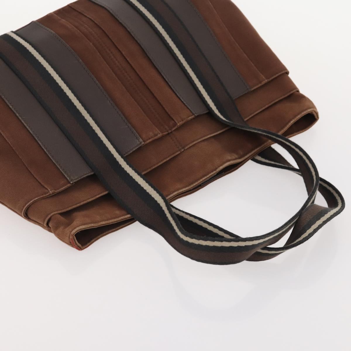 HERMES Tote Bag Canvas 2 Set Brown Auth BA12668