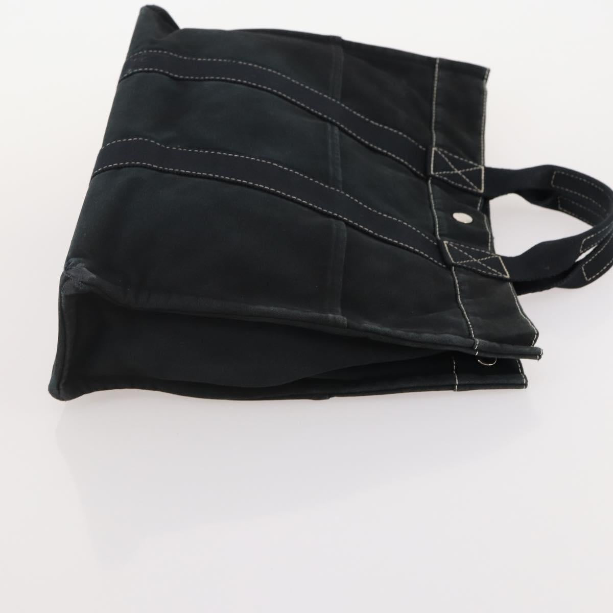 HERMES Fourre Tout Hand Bag Cotton 3 Set Black Gray Auth BA12670