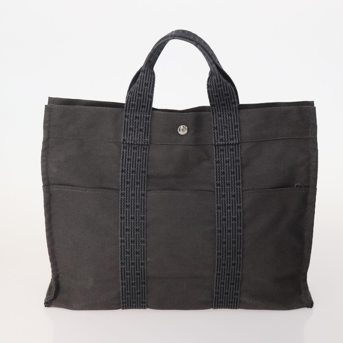 HERMES Fourre Tout Hand Bag Cotton 3 Set Black Gray Auth BA12670