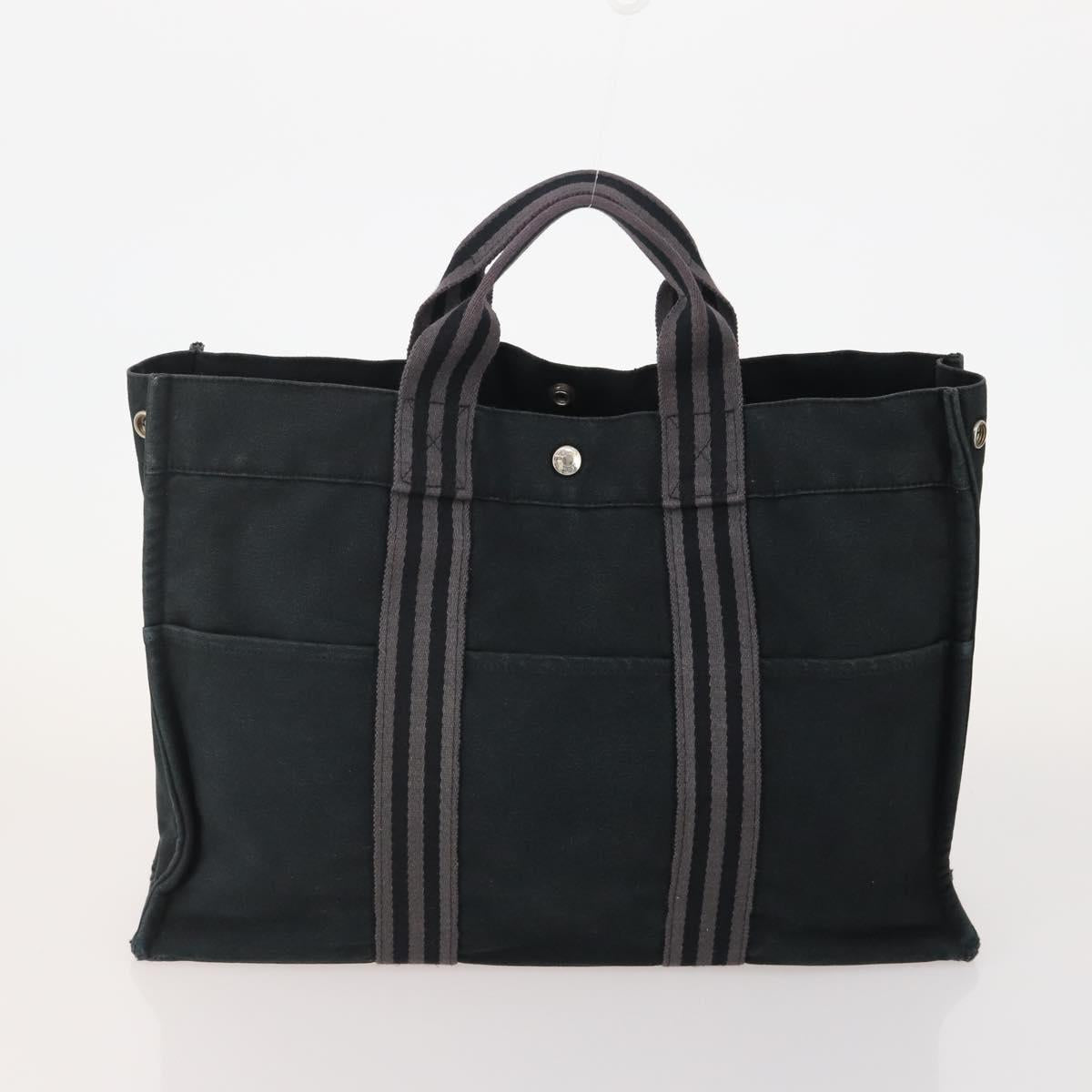 HERMES Fourre Tout Hand Bag Cotton 2 Set Black Auth BA12671