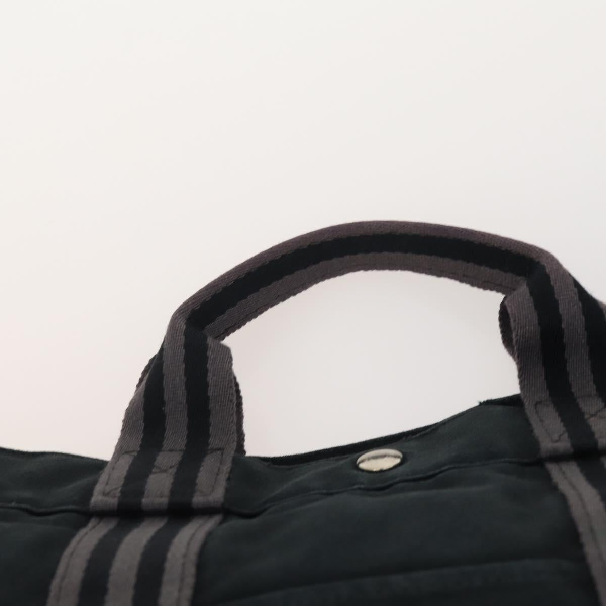 HERMES Fourre Tout Hand Bag Cotton 2 Set Black Auth BA12671