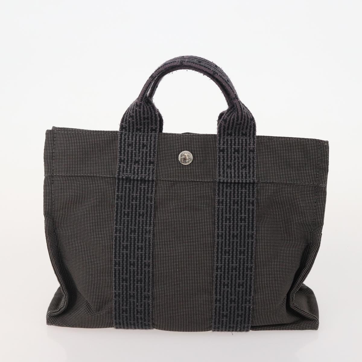 HERMES Shoulder Bag Canvas 3 Set Gray Brown Auth BA12673