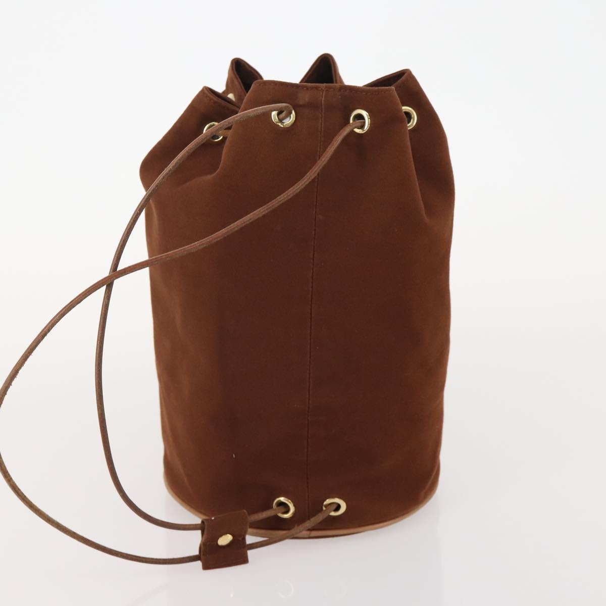 HERMES Shoulder Bag Canvas 3 Set Gray Brown Auth BA12673