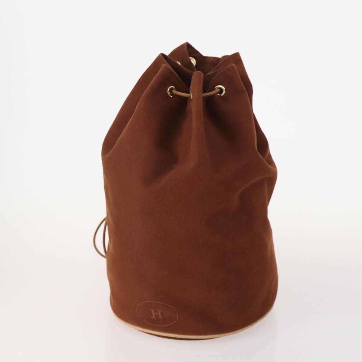 HERMES Shoulder Bag Canvas 3 Set Gray Brown Auth BA12673