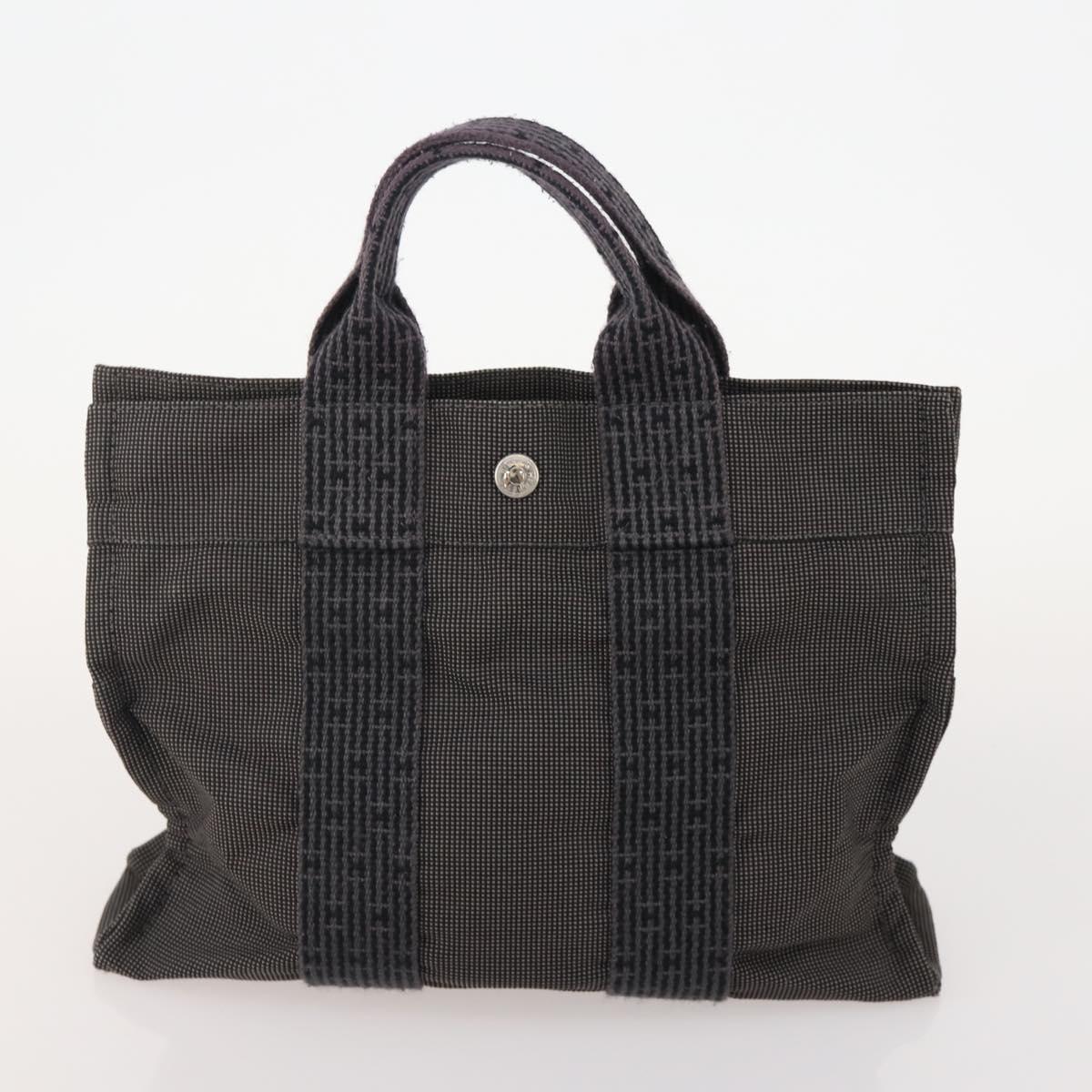 HERMES Shoulder Bag Canvas 3 Set Gray Brown Auth BA12673