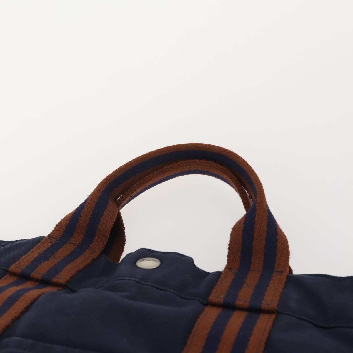 HERMES Fourre Tout Hand Bag Cotton 2 Set Black Navy Auth BA12675