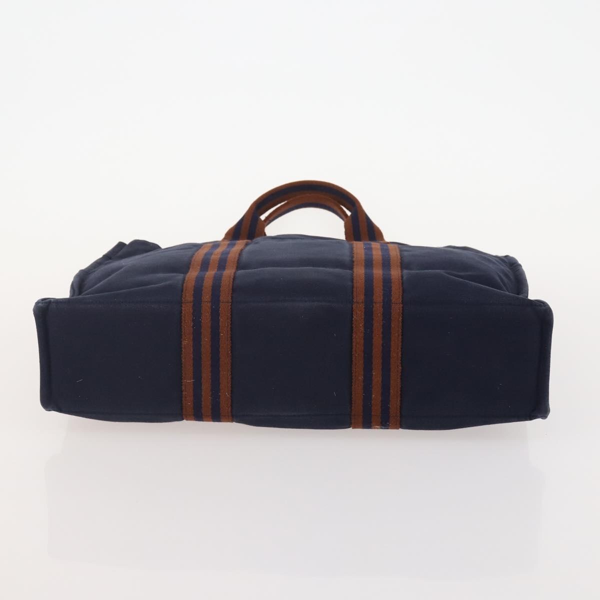 HERMES Fourre Tout Hand Bag Cotton 2 Set Black Navy Auth BA12675
