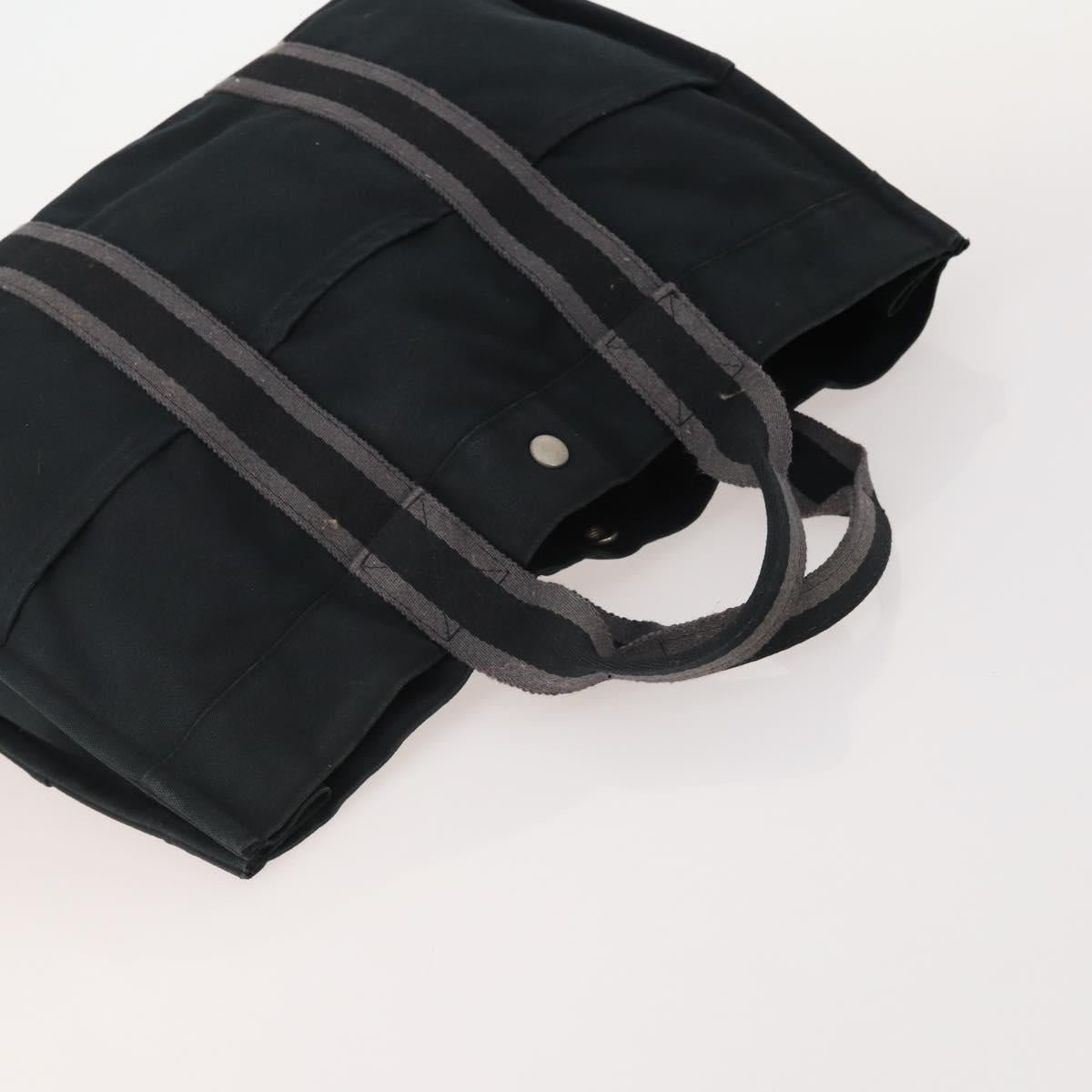 HERMES Fourre Tout Hand Bag Cotton 2 Set Black Navy Auth BA12675