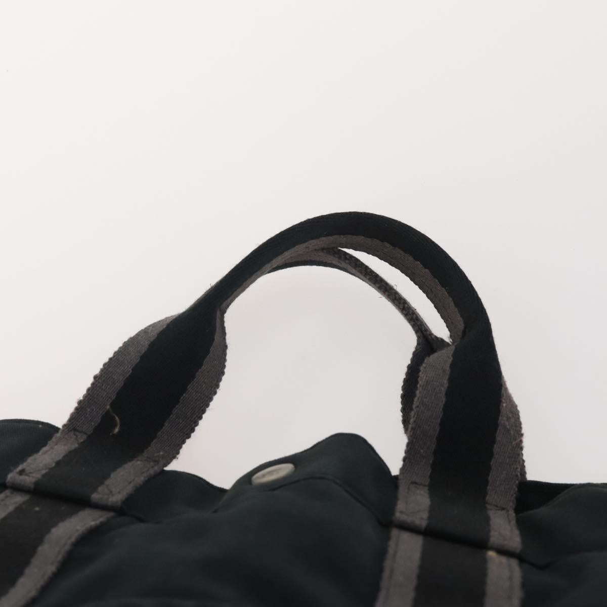 HERMES Fourre Tout Hand Bag Cotton 2 Set Black Navy Auth BA12675