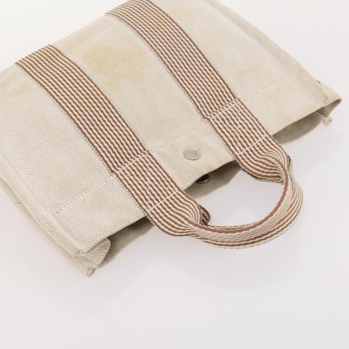 HERMES Fourre Tout Hand Bag Cotton 3 Set White Gray Red Auth BA12676