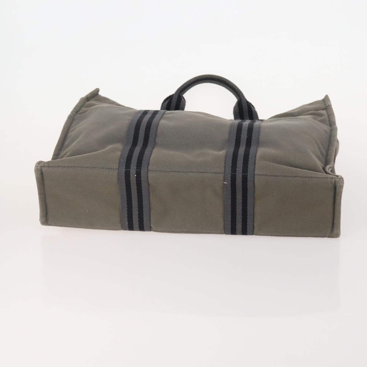 HERMES Fourre Tout Hand Bag Cotton 3 Set White Gray Red Auth BA12676