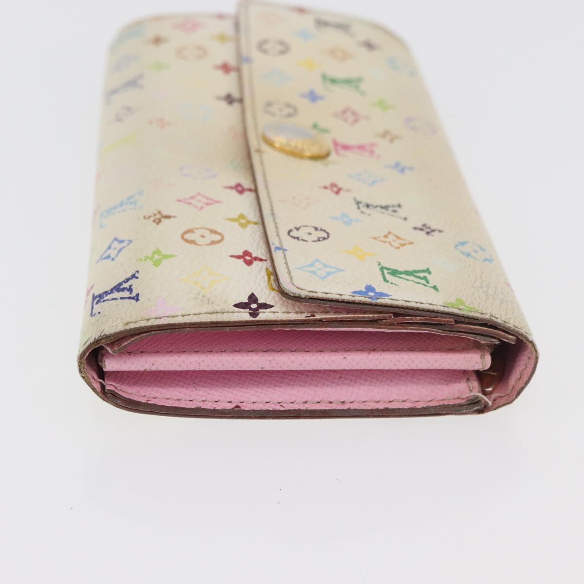 LOUIS VUITTON Monogram Multicolor Wallet 2 Set White LV Auth BA12677