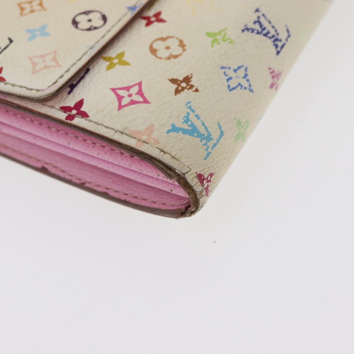 LOUIS VUITTON Monogram Multicolor Wallet 2 Set White LV Auth BA12677