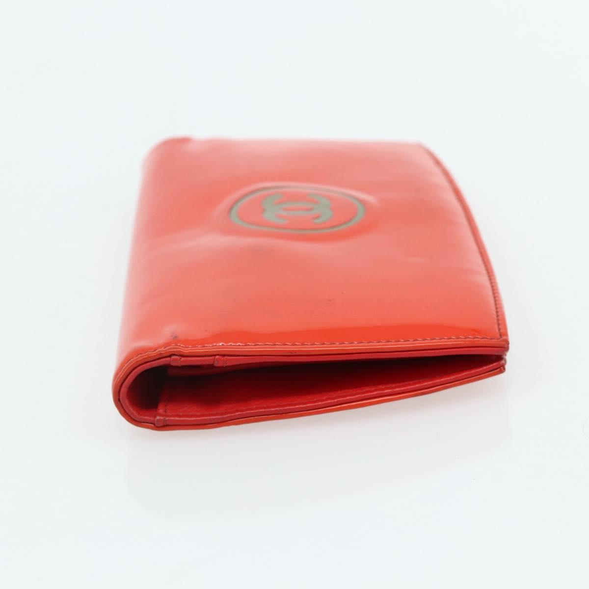 CHANEL Wallet Leather 3 Set Orange Red black CC Auth BA12678
