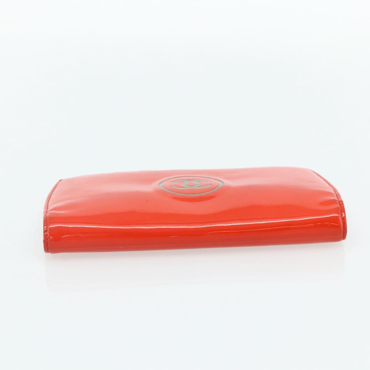 CHANEL Wallet Leather 3 Set Orange Red black CC Auth BA12678