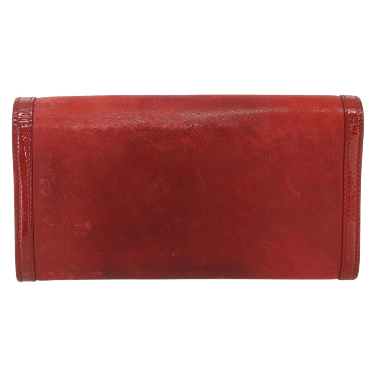 CHANEL Wallet Leather 3 Set Orange Red black CC Auth BA12678