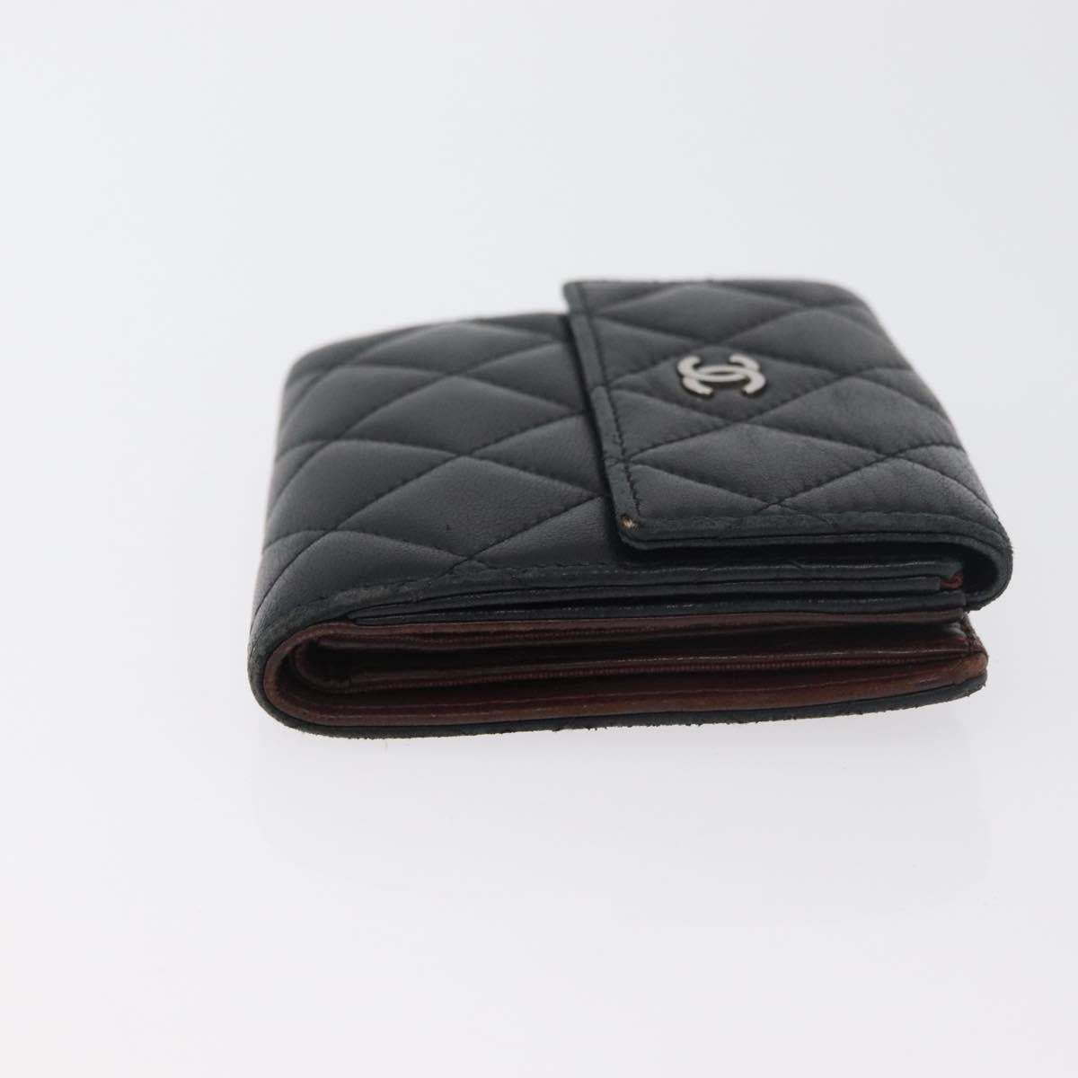 CHANEL Wallet Leather 2 Set Black CC Auth BA12679