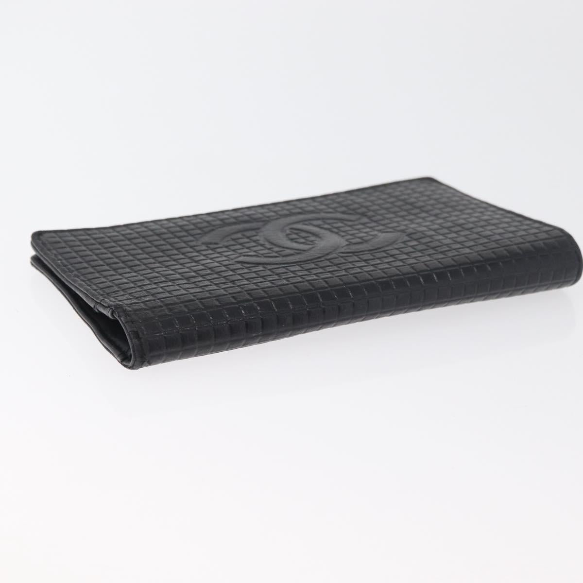 CHANEL Wallet Leather 2 Set Black CC Auth BA12679