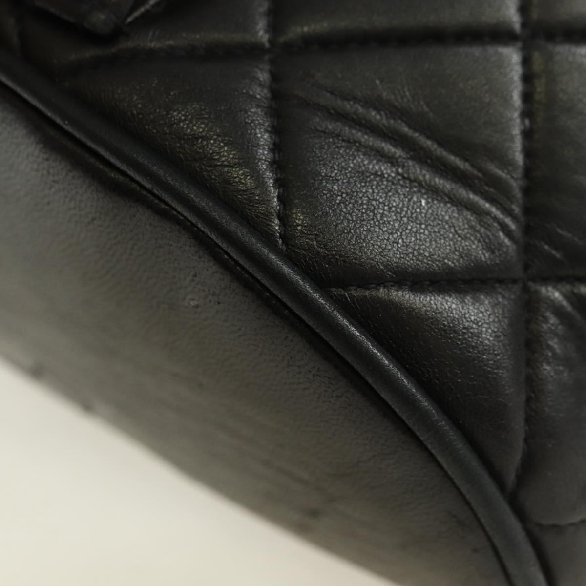 CHANEL Matelasse Chain Backpack Lamb Skin Gold Black CC Auth BA12682SAV
