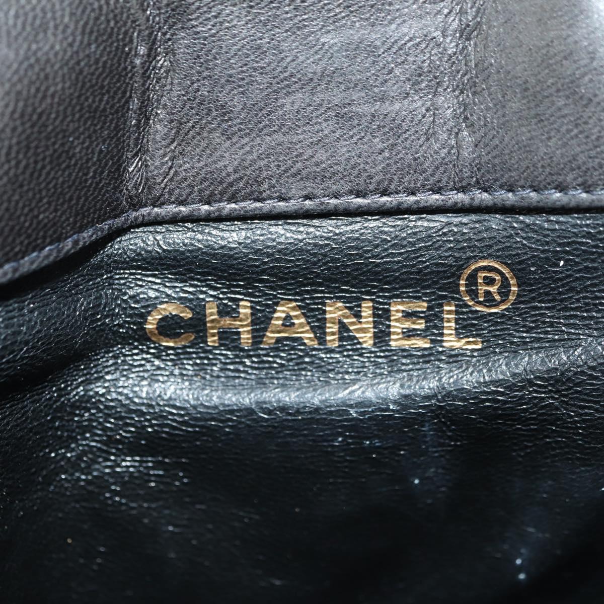 CHANEL Matelasse Chain Backpack Lamb Skin Gold Black CC Auth BA12682SAV