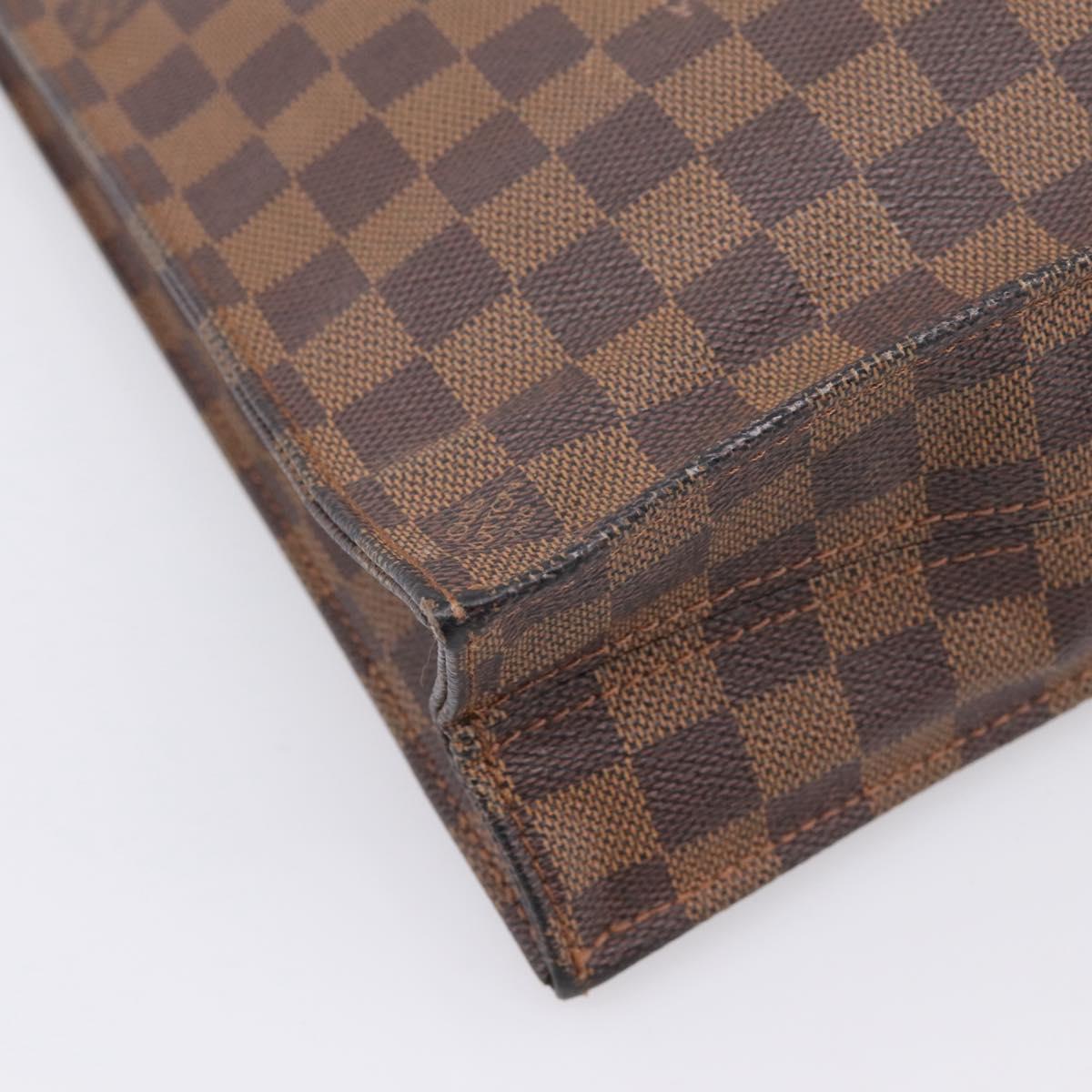 LOUIS VUITTON Damier Ebene Sac Plat Hand Bag N51140 LV Auth BA12683