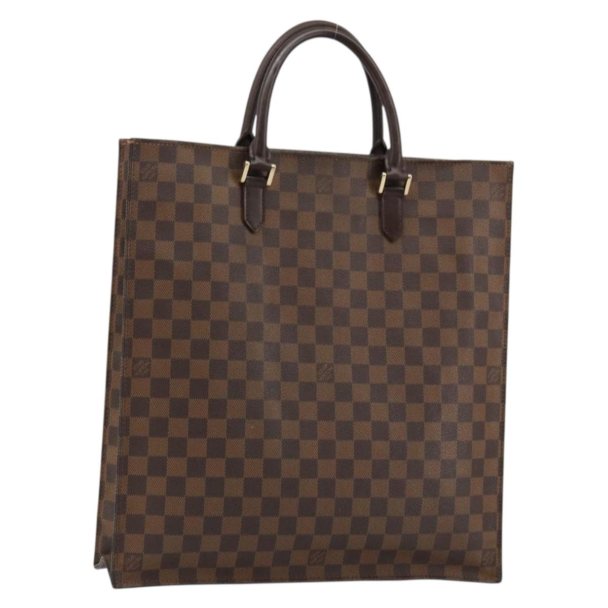LOUIS VUITTON Damier Ebene Sac Plat Hand Bag N51140 LV Auth BA12683