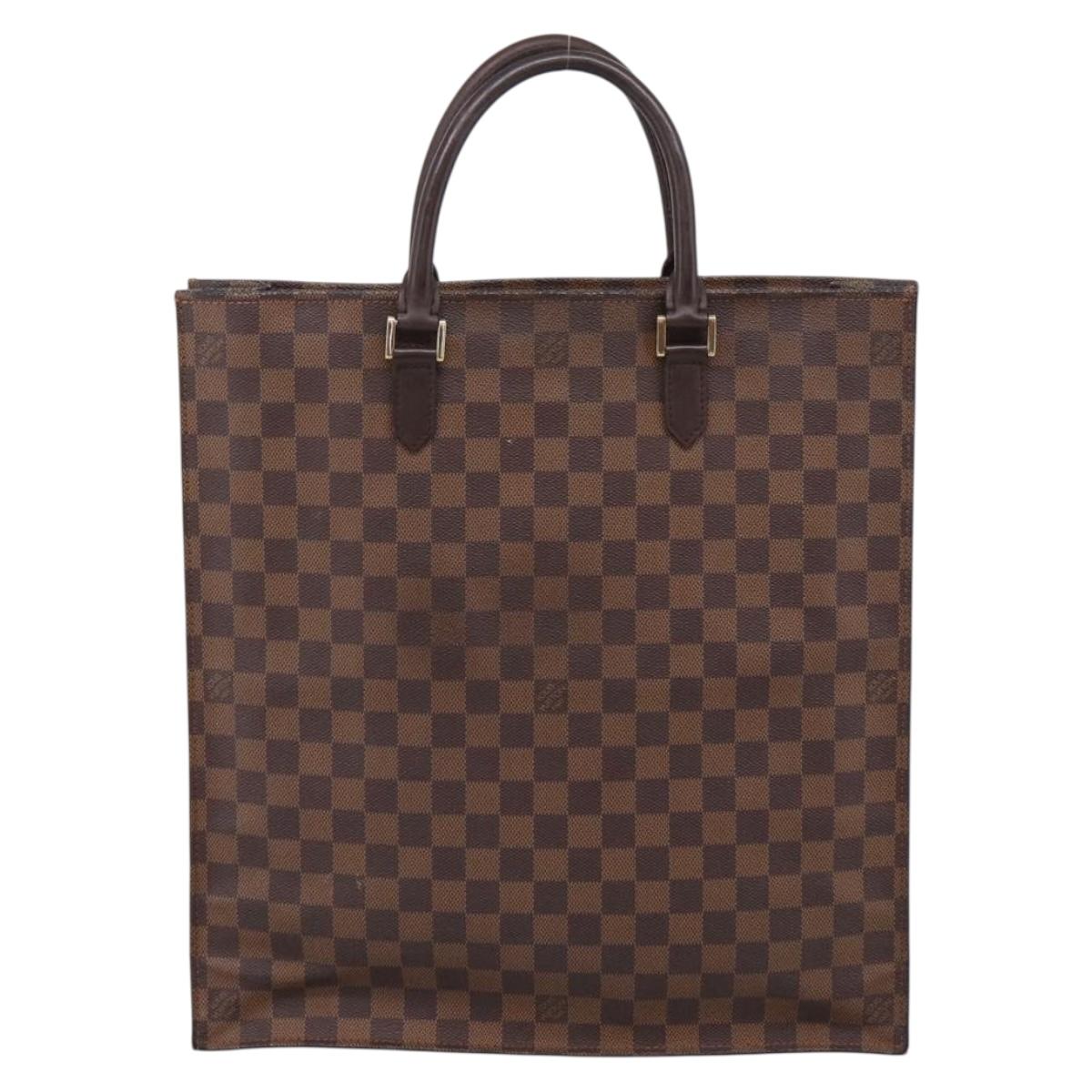 LOUIS VUITTON Damier Ebene Sac Plat Hand Bag N51140 LV Auth BA12683