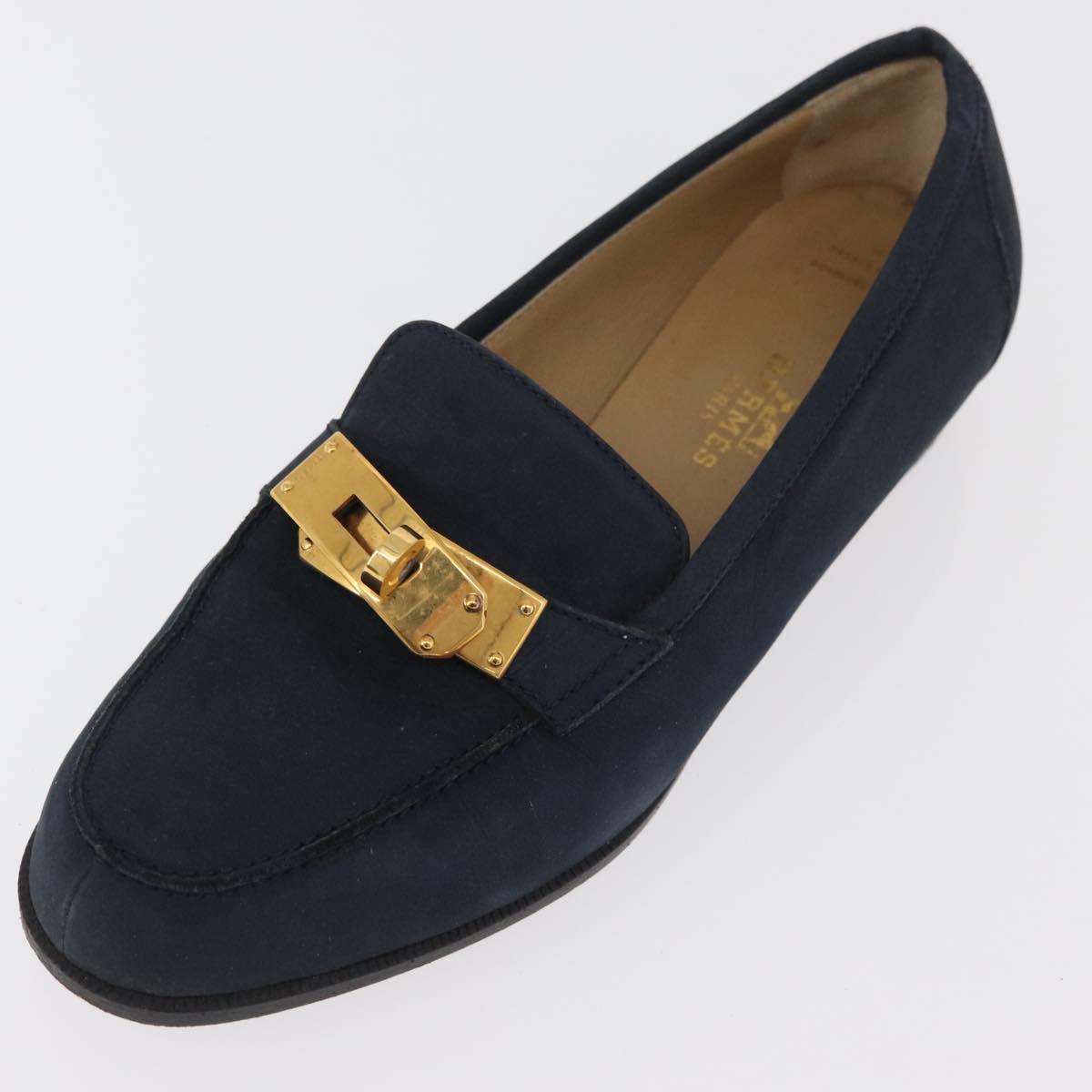 HERMES Kelly Loafers Suede 35 1/2 Navy Auth BA12685