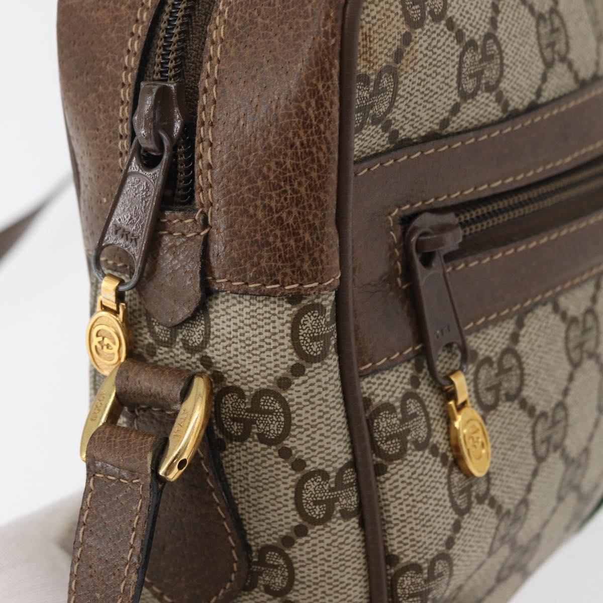 GUCCI GG Supreme Web Sherry Line Bag PVC Beige Gold 24 02 005 Auth BA12706